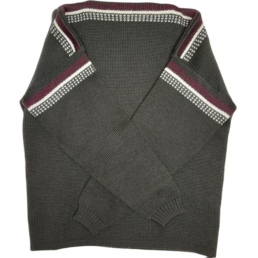 Vintage 70s Obermeyer 100% Wool Apres Ski Sweater Dark Green Austria Aspen XL